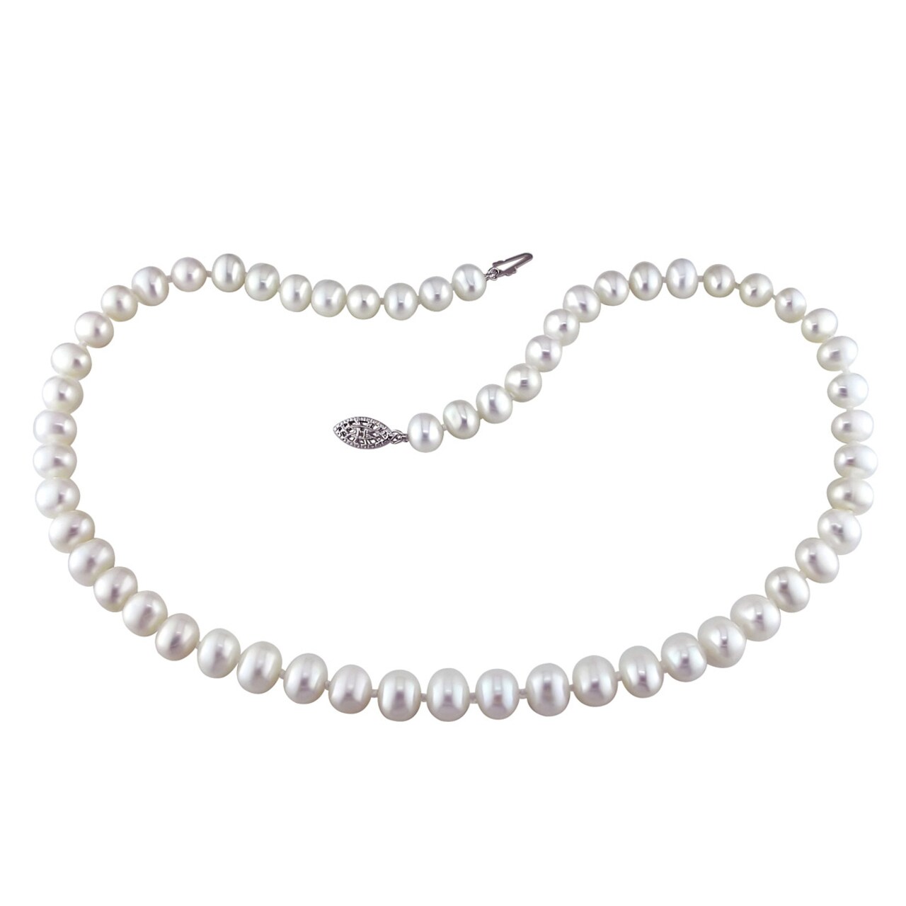 Gem And Harmony White Potato Freshwater Cultured Pearl 6.5-7mm Necklace (18 inch) in Sterling Silver